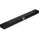 WiiM Bar Glossy Black in Hochglanz-Schwarz aus seitlicher Perspektive mit integriertem Display.